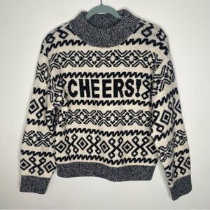 A New Day Fair Isle Mock Neck Cheers Chunky Knit Sparkle Sweater in XS
